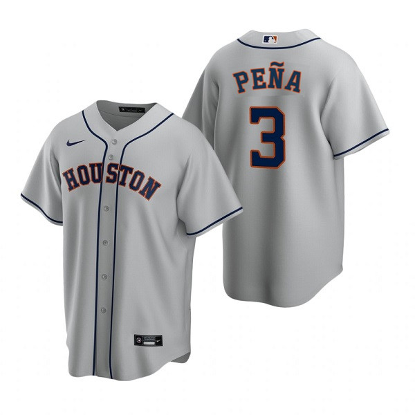 Men's Houston Astros #3 Jeremy Peña Grey Cool Base Stitched Jersey